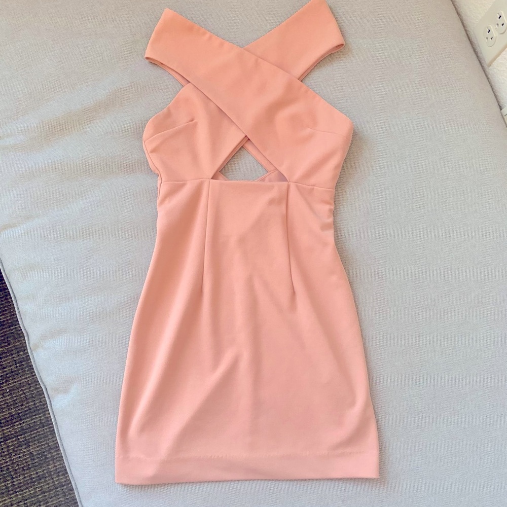Solace London off-shoulder crossover mini dress